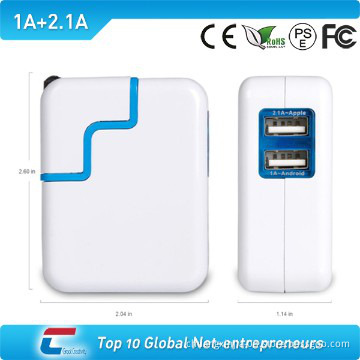 rechargeable phone charger T01 with double outputs 1A/2.1A
